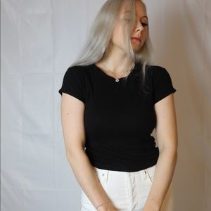 Brandy melville black ribbed tee